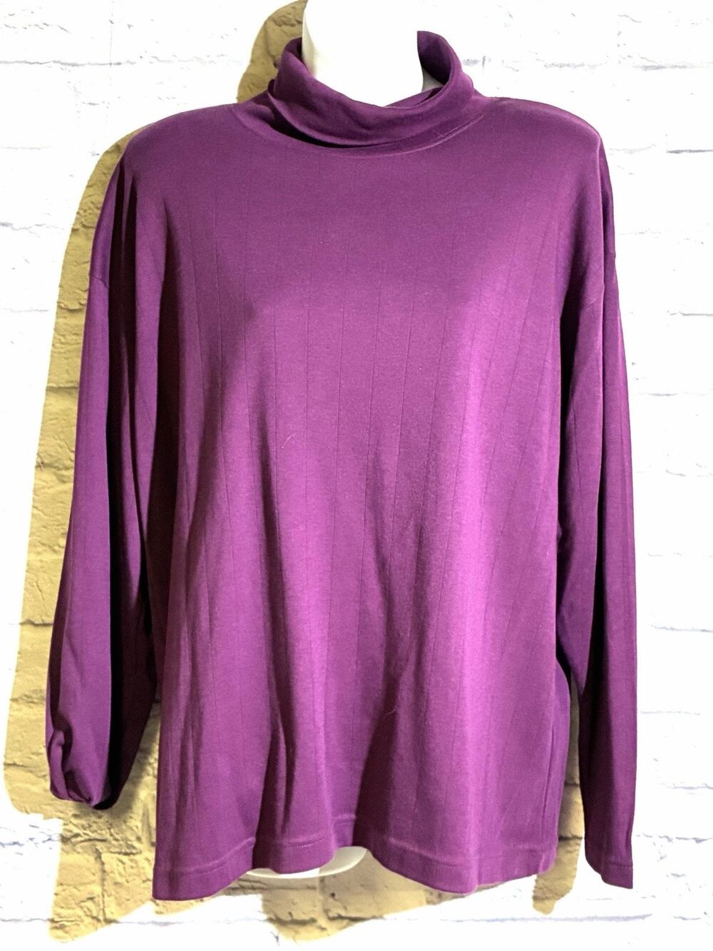 Hunter’s Glen Women L Purple Ribbed Turtleneck Long Sleeve Top NWOT